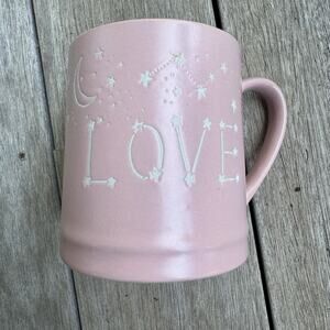 Pink Celestial Love Coffee Mug Moon Stars Constellation Ceramic Cup 4” Tall